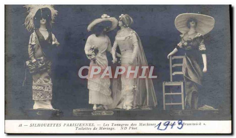 Old Postcard Paris Fashion Silhouettes Tanagras sewing machines Brunswick Wed...