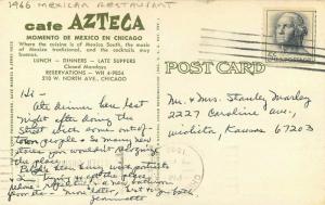 Cafe Azteca Mexican Restaurant Chicago Illinois 1966 Postcard Teich 5075