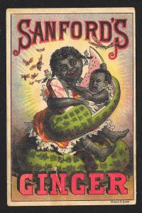 VICTORIAN TRADE CARD Sanford's Ginger Black Girl Watermelon