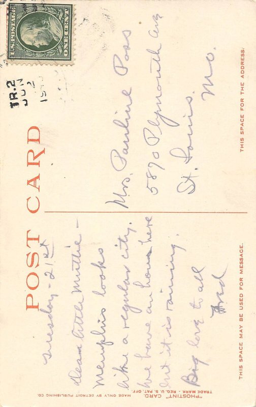 Peabody Hotel Memphis Tennessee 1910 Phostint postcard