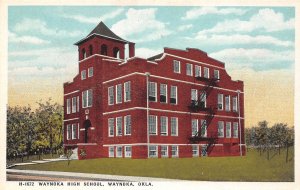 Waynoka Oklahoma Waynoka High School, White Border Vintage Postcard U8611