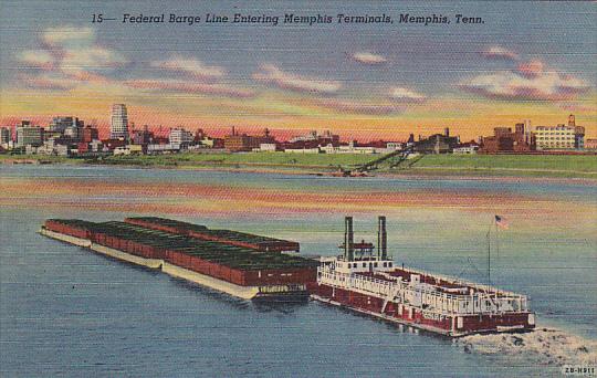 Federal Barge Line Entering Memphis Terminals Memphis Tennessee Curteich