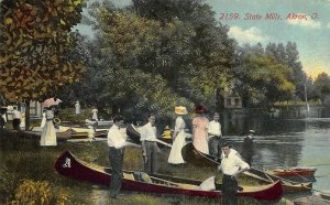 Akron OH State Mills #2159 Canoe's 1912 Postcard