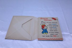 Vintage 1948 Un-used Craft Paper Folded Hallmark Valentine Card Open 23 x 18