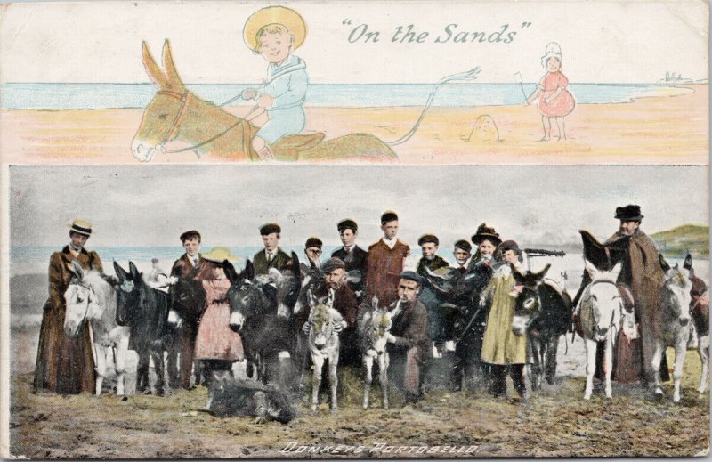 Donkeys Portobello Scotland On The Sands Multiview Mules c1908 Postcard G96