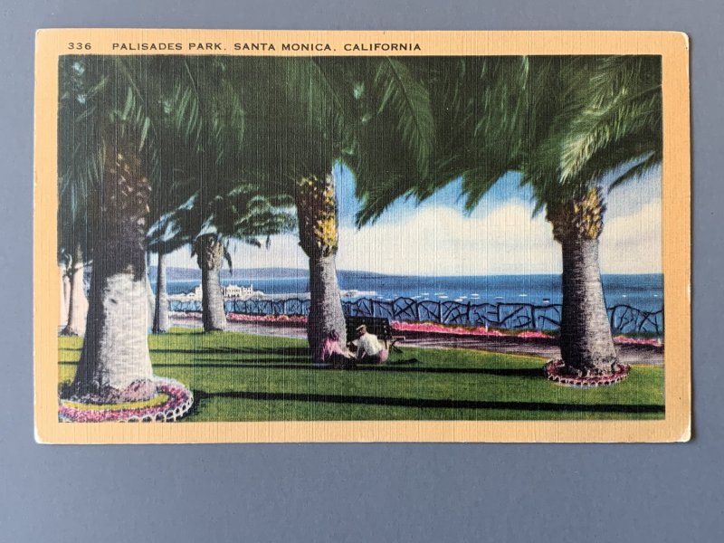 Palisades Park Santa Monica CA Linen Postcard A1154090755