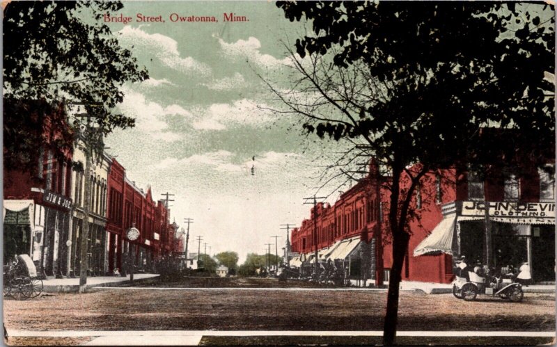 Postcard Bridge Street in Owatonna, Minnesota