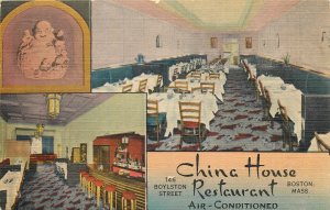 1950s Boston Massachusetts China House Restaurant multi View Postcard 25-10022