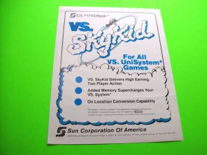 VS SKYKID 1986 Original Video Arcade Game Promo Sales Flyer #2 Retro Vintage