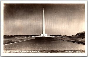 San Jacinto Monument And Museum Houston Texas TX Real Photo RPPC Postcard