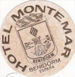 SPAIN BENIDORM HOTEL MONTEMAR VINTAGE LUGGAGE LABEL