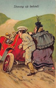 L030 Ugly Lady Car Motorist humor british embossed vintage postcard