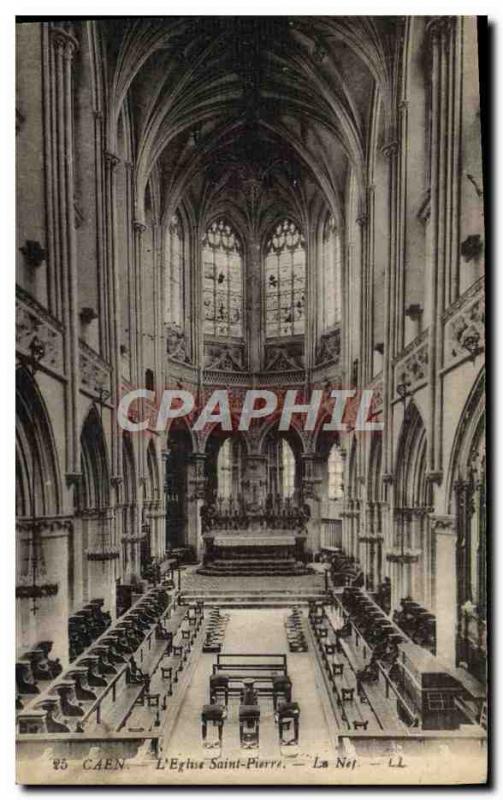 Old Postcard Caen L & # 39Eglise Saint Pierre La nave