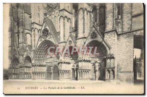 Old Postcard Bourges The gates of the Cathedral
