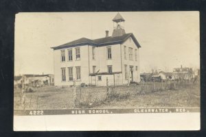 RPPC CLEARWATER NEBRASKA HIGH SCHOOL 1910 VINTAGE REAL PHOTO POSTCARD