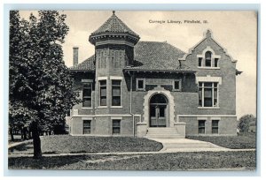 c1910 Carnegie Library Pittsfield, Illinois IL Unposted Antique Postcard