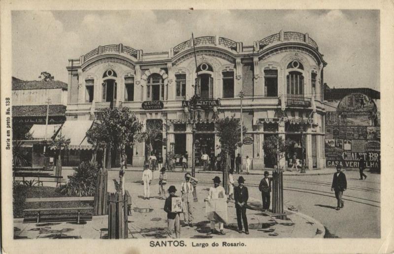 brazil, SANTOS, S.P., Largo do Rosario (1910s) Postcard