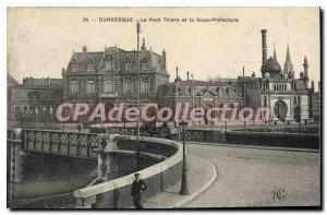 Old Postcard Dunkirk Le Thiers Bridge And The Under Prefecture