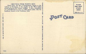 Puerto Rico Large Letter Linen Postcard