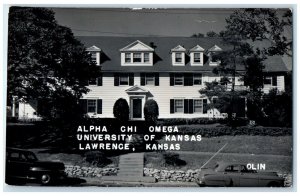 c1940s Alpha Chi Omega University Kansas Lawrence KS RPPC Photo Vintage Postcard