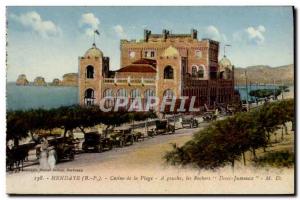 Old Postcard Hendaye Casino de la Plage Left Two Twin Rocks