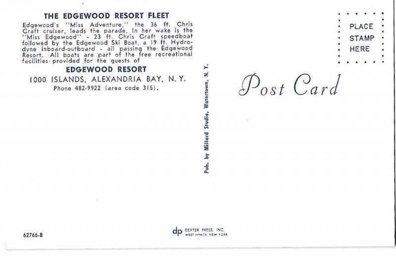 Edgewood Resort Fleet Boats 1000 Islands Alexandria Bay New York