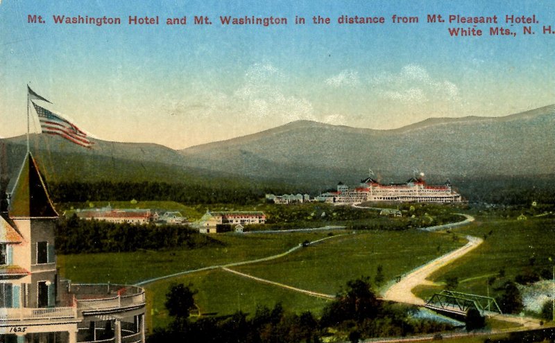 NH - Bretton Woods. Mt. Pleasant Hotel View to Mt Washington & Hotel