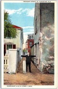 VINTAGE POSTCARD NARROWEST STREET IN THE U.S. AT ST. AUGUSTINE FLORIDA 1920s