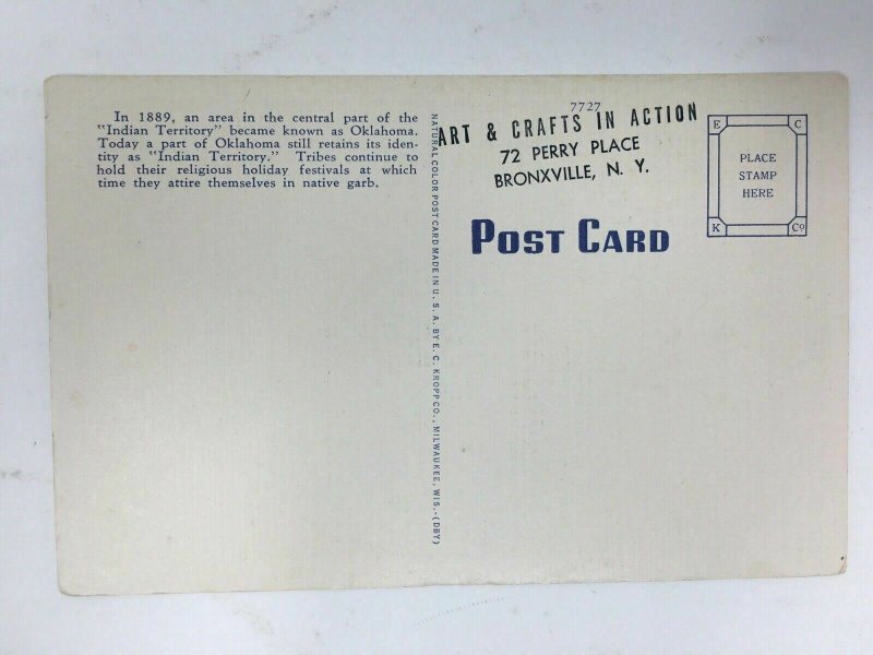 Apache Indan Indian War Dancers Oklahoma Postcard Error in Spelling