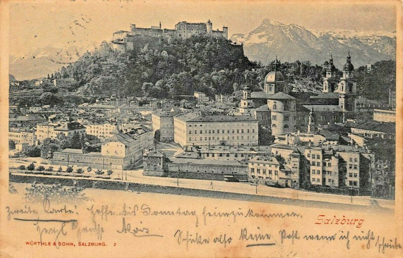 SALZBURG AUSTRIA~PANORAMA~1901 WURTHEL & SOHN PHOTO POSTCARD 