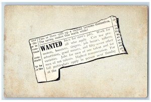 c1910's Mens Jobs Wanted Newspaper Article Unposted Antique Postcard 