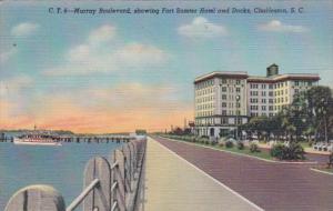 South Carolina Charleston Murray Boulevard Showing Fort Sumter Hotel and Dock...