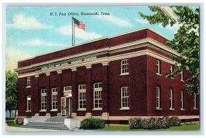 c1950's US Post Office Entrance US Flag Humboldt Tennessee TN Postcard