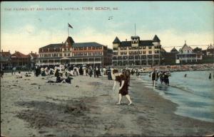 York ME People on Beach Hotels etc c1910 Postcard #5