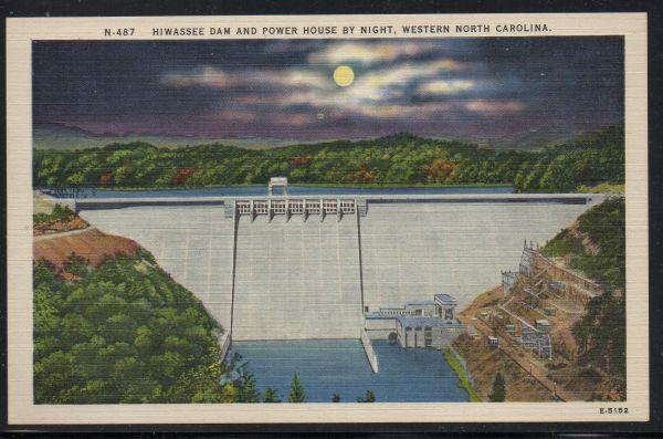 North Carolina colour PC Hiwassee Dam and Powerhouse unused