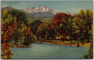 Colorado Springs Colo., 1951 Pikes Peak, Monument Valley Park, Vintage Postcard