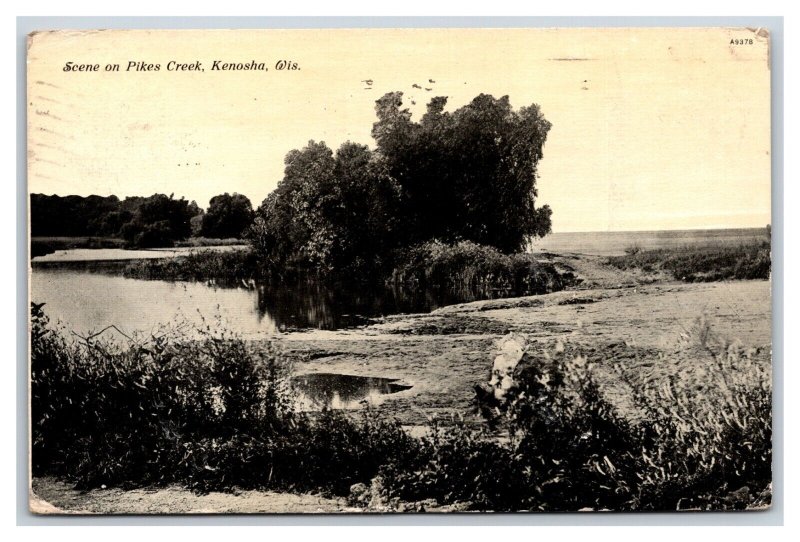 Scene on Pikes Creek Kenosha Wisconsin WI DB Postcard V21