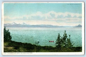 c1920 Yellowstone Park Wyoming WY Postcard Lake Fishing Mountain Exterior View