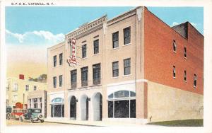 B75/ Catskill New York NY Postcard B.P.O.E. Elks Building Autos