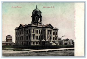 c1905 Court House Building Tower Clock Dirt Road Entrance Aberdeen SD Postcard