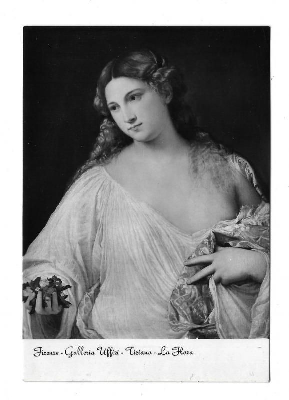 Titian Painting Tiziano La Flora Uffizi Gallery Italy Glossy Photo Postcard 4X6