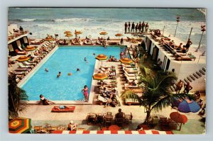 Miami FL- Florida, The Atlantic Towers Hotel and Cabanas, Chrome c1953Postcard
