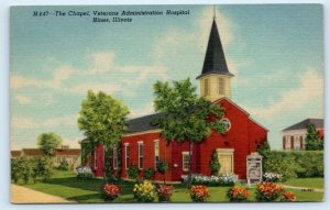 HINES, IL Illinois~ CHAPEL at V. A. HOSPITAL  c1950s Curt Teich Linen Postcard