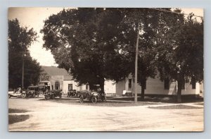 RPPC Faribault Minnesota Fariott Engine Factory Garage Old Cars Flag Gasoline