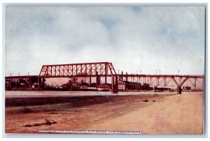 1924 Council Bluffs and Omaha Street Railroad Over Missouri River IA Postcard