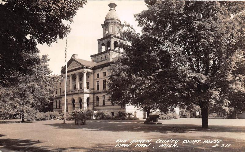 D22/ Paw Paw Michigan Mi Photo RPPC Postcard c30s Van Buren County Court House