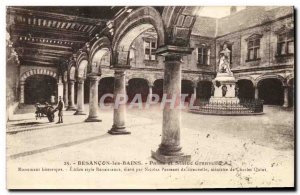 Old Postcard Besancon les Bains Palais Granvelle Statue