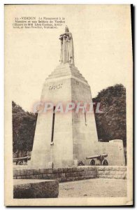 Old Postcard Verdun Monument in La Victorie and Soldiers of Verdun Army