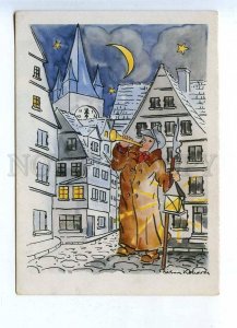 201813 GERMANY trumpeter at night MOONLIGHT Vintage postcard