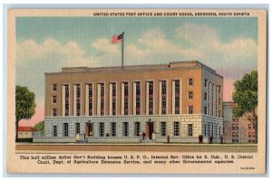 Aberdeen South Dakota SD Postcard United States Post Office Court House c1940